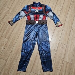 Disney Marvel Avengers Captain America Bodysuit Cosplay Costume Blue Size 7/8
